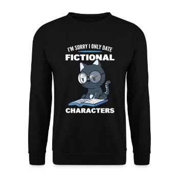 Cat Reading Book Reader - Unisex Sweatshirt - black - Front - Alina (178cm) & Michal (187cm)
