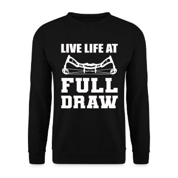 Live Life At Full Draw Bogenschütze - Unisex Pullover - Schwarz - Vorne - Alina (178cm) & Michal (187cm)