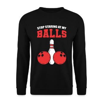 Stop Staring At My Balls Bowler - Unisex Sweatshirt - black - Front - Alina (178cm) & Michal (187cm)