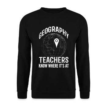 Geographen Weltkarte Geographielehrer - Unisex Pullover - Schwarz - Vorne - Alina (178cm) & Michal (187cm)