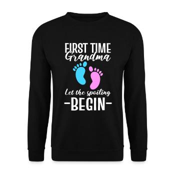 First Time Grandma Let The Spoiling Begin Granny - Unisex Sweatshirt - black - Front - Alina (178cm) & Michal (187cm)