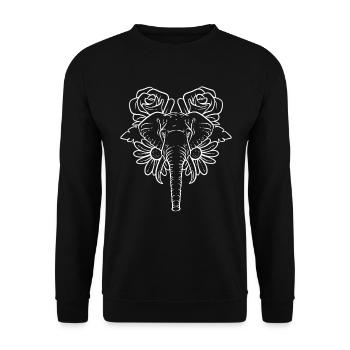 Elefantenkopf mit Blumen Elefanten - Unisex Pullover - Schwarz - Vorne - Alina (178cm) & Michal (187cm)