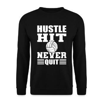 Hustle Hit Never Quit Volleyball Player - Unisex Sweatshirt - black - Front - Alina (178cm) & Michal (187cm)