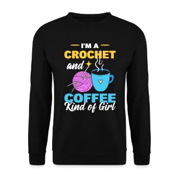 Crochet & Coffee Girl Coffee & Crochet Lovers - Sweat-shirt Unisexe - noir - Devant - Alina (178cm) & Michal (187cm)