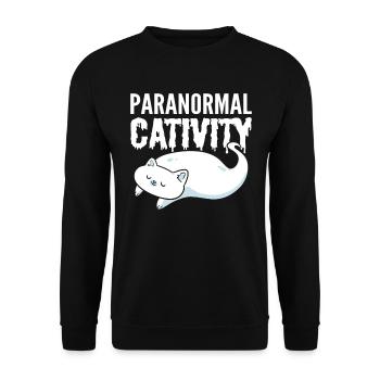Paranormale Katze Geisterjäger - Unisex Pullover - Schwarz - Vorne - Alina (178cm) & Michal (187cm)
