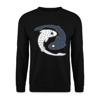 Yin Yang Koi Propriétaire de poisson - Sweat-shirt Unisexe - noir - Devant - Alina (178cm) & Michal (187cm)