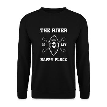 The River Is My Happy Place Bootsmann - Unisex Pullover - Schwarz - Vorne - Alina (178cm) & Michal (187cm)