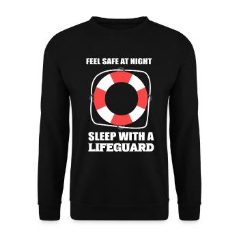 Feel Safe At Night Sleep With A Life Guard - Unisex Pullover - Schwarz - Vorne - Alina (178cm) & Michal (187cm)