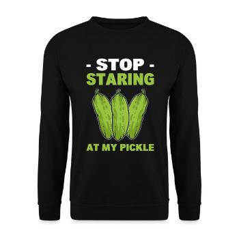 Arrête de regarder mon drôle de mangeur de concombre de cornichon - Sweat-shirt Unisexe - noir - Devant - Alina (178cm) & Michal (187cm)