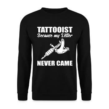 Tattoo Liebhaber Humor Tätowierer - Unisex Pullover - Schwarz - Vorne - Alina (178cm) & Michal (187cm)