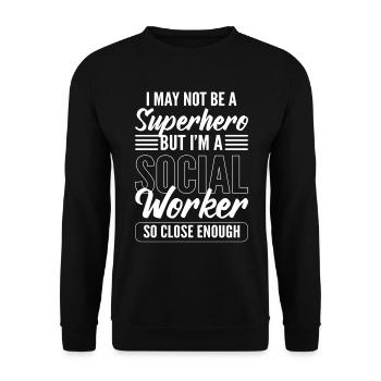 Superhelden-Sozialarbeiter Berater - Unisex Pullover - Schwarz - Vorne - Alina (178cm) & Michal (187cm)