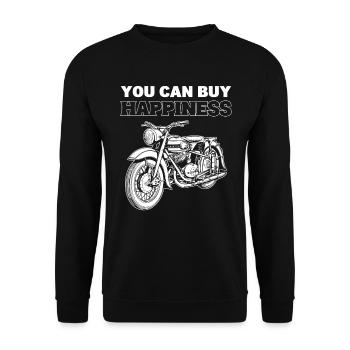 Vous pouvez acheter Happiness Motorcycle - Sweat-shirt Unisexe - noir - Devant - Alina (178cm) & Michal (187cm)