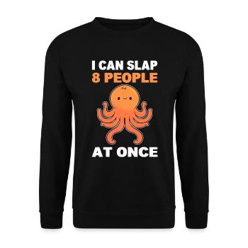 Funny ocean animal fisherman - Unisex Sweatshirt - black - Front - Alina (178cm) & Michal (187cm)