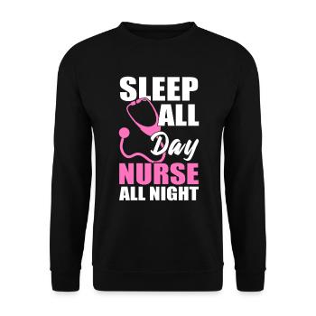 Dormez toute la journée Infirmière toute la nuit Assistante de santé - Sweat-shirt Unisexe - noir - Devant - Alina (178cm) & Michal (187cm)