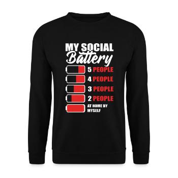 My Social Battery Maverick - Unisex Sweatshirt - black - Front - Alina (178cm) & Michal (187cm)