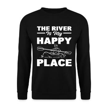La rivière est mon endroit heureux Canoéistes - Sweat-shirt Unisexe - noir - Devant - Alina (178cm) & Michal (187cm)