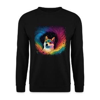 Akita Inu Hund Bunte Farben Regenbogen Kunst - Unisex Pullover - Schwarz - Vorne - Alina (178cm) & Michal (187cm)