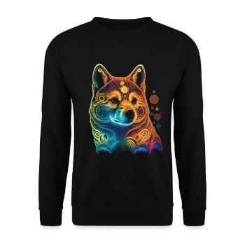 Akita Inu Hund Bunte Farben Regenbogen Kunst - Unisex Pullover - Schwarz - Vorne - Alina (178cm) & Michal (187cm)