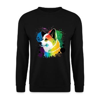 Akita Inu Hund Bunte Farben Regenbogen Kunst - Unisex Pullover - Schwarz - Vorne - Alina (178cm) & Michal (187cm)