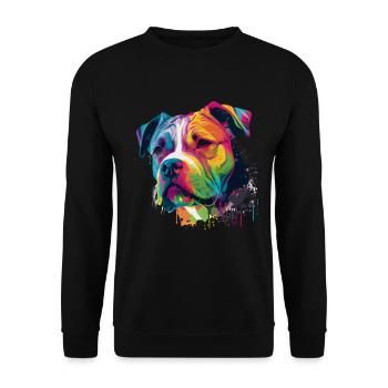 Bunte Amerikanische Bulldogge Männer Frauen - Unisex Pullover - Schwarz - Vorne - Alina (178cm) & Michal (187cm)