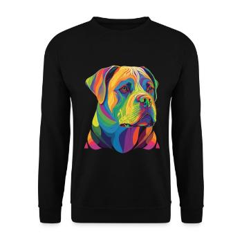Bunte Amerikanische Bulldogge Männer Frauen - Unisex Pullover - Schwarz - Vorne - Alina (178cm) & Michal (187cm)