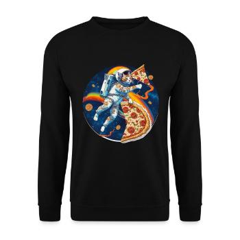 Katze Pizza Weltraum Pizza Galaxie Astronaut - Unisex Pullover - Schwarz - Vorne - Alina (178cm) & Michal (187cm)
