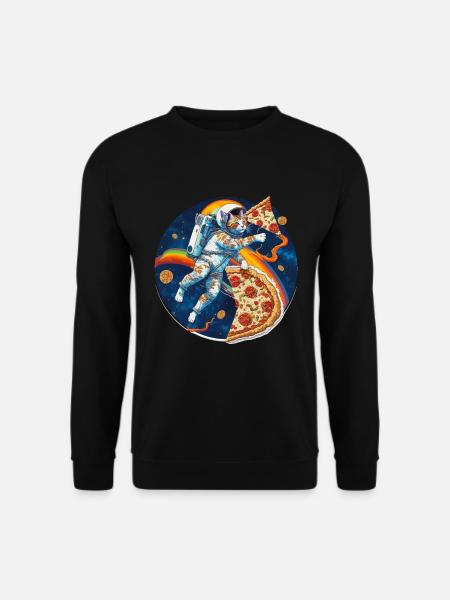 Katze Pizza Weltraum Pizza Galaxie Astronaut - Unisex Pullover - Schwarz
