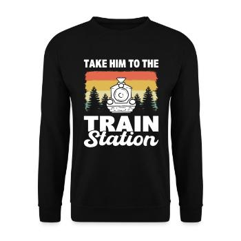 Take Him To The Train Station Engineman - Unisex Sweatshirt - black - Front - Alina (178cm) & Michal (187cm)