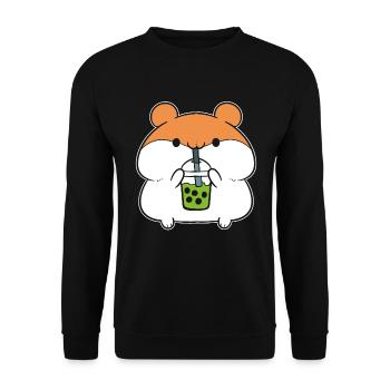 Boba Sippin Hamster Boba Tea Liebhaber - Unisex Pullover - Schwarz - Vorne - Alina (178cm) & Michal (187cm)
