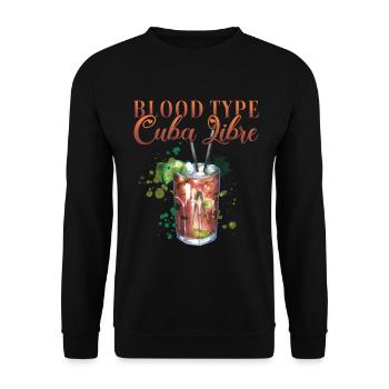 Groupe sanguin Cuba Libre Cocktail Barman - Sweat-shirt Unisexe - noir - Devant - Alina (178cm) & Michal (187cm)