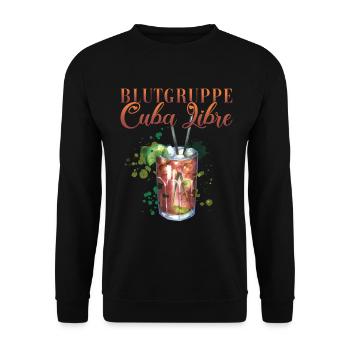 Groupe sanguin Cuba Libre Cocktail Barman - Sweat-shirt Unisexe - noir - Devant - Alina (178cm) & Michal (187cm)