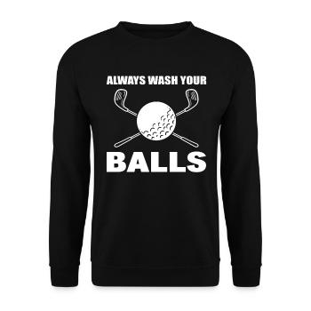 Always Wash Your Balls Professioneller Golfer - Unisex Pullover - Schwarz - Vorne - Alina (178cm) & Michal (187cm)