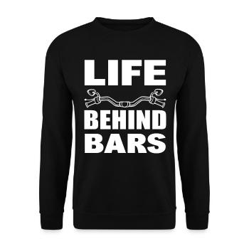 Life Behind Bars Motorradfahrer - Unisex Pullover - Schwarz - Vorne - Alina (178cm) & Michal (187cm)