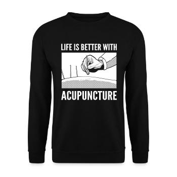 Nadeltherapie Zertifizierter Akupunkteur - Unisex Pullover - Schwarz - Vorne - Alina (178cm) & Michal (187cm)