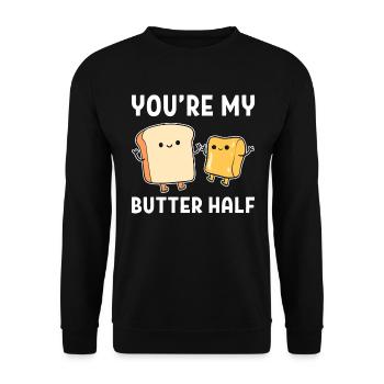 You're My Butter Half Butterliebhaber - Unisex Pullover - Schwarz - Vorne - Alina (178cm) & Michal (187cm)