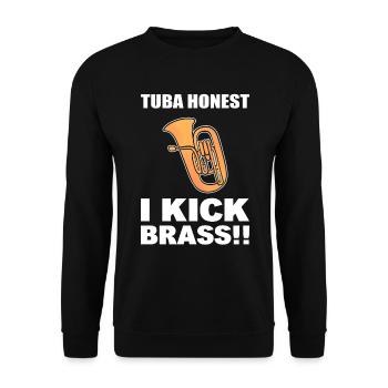 Tuba Wortspiel Musiker - Unisex Pullover - Schwarz - Vorne - Alina (178cm) & Michal (187cm)