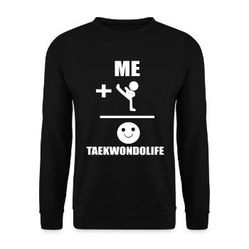 Lustiger Taekwondo Kampfsportler - Unisex Pullover - Schwarz - Vorne - Alina (178cm) & Michal (187cm)