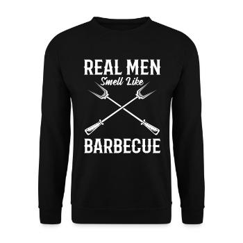 Real Men Smell Like Barbecue Kochen - Unisex Pullover - Schwarz - Vorne - Alina (178cm) & Michal (187cm)