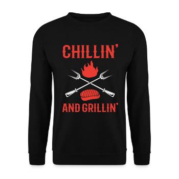 Chillin' And Grillin' Grillen - Unisex Pullover - Schwarz - Vorne - Alina (178cm) & Michal (187cm)