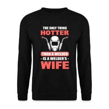 Schweißer Frau Professioneller Schweißer - Unisex Pullover - Schwarz - Vorne - Alina (178cm) & Michal (187cm)
