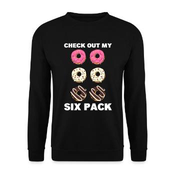 Check Out My Six Pack Komiker - Unisex Pullover - Schwarz - Vorne - Alina (178cm) & Michal (187cm)