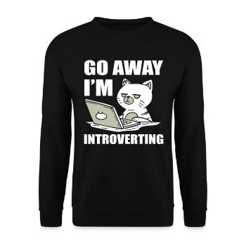 Go Away I'm Introverting Katzenmama - Unisex Pullover - Schwarz - Vorne - Alina (178cm) & Michal (187cm)