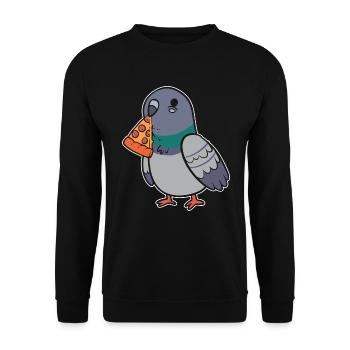 Taube Pizza Pizza Macher - Unisex Pullover - Schwarz - Vorne - Alina (178cm) & Michal (187cm)