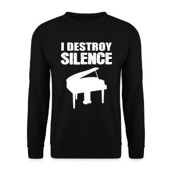 I Destroy Silence Pianist - Unisex Pullover - Schwarz - Vorne - Alina (178cm) & Michal (187cm)