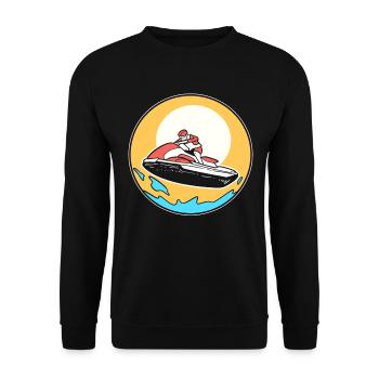 Mann auf Jetski Jet Ski Racer - Unisex Pullover - Schwarz - Vorne - Alina (178cm) & Michal (187cm)