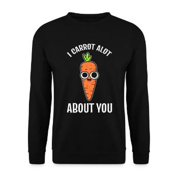 Karotten Wortspiel Gemüsebauer - Unisex Pullover - Schwarz - Vorne - Alina (178cm) & Michal (187cm)