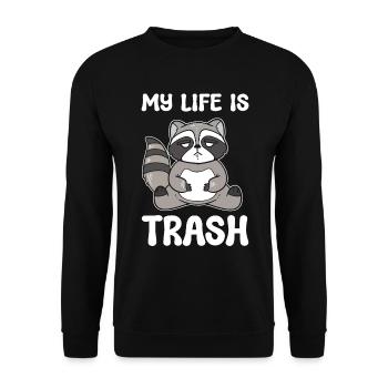 Waschbär Müllleben Wildtierpädagogin - Unisex Pullover - Schwarz - Vorne - Alina (178cm) & Michal (187cm)