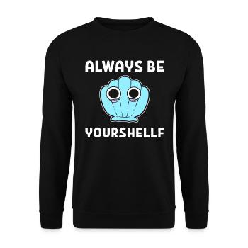 Sea Shell Pun Muschelsammler - Unisex Pullover - Schwarz - Vorne - Alina (178cm) & Michal (187cm)