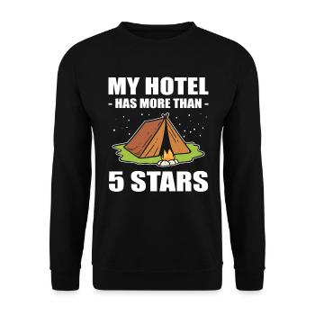 My Hotel Has More Than 5 Stars Camper - Unisex Pullover - Schwarz - Vorne - Alina (178cm) & Michal (187cm)