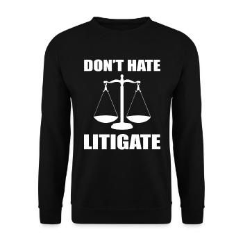 Anwaltssprüche Firmenanwalt - Unisex Pullover - Schwarz - Vorne - Alina (178cm) & Michal (187cm)